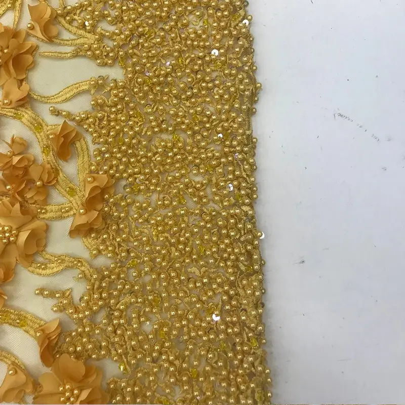 Elegant Beaded Mesh Lace Fabric For Bridal And Wedding Projects 1