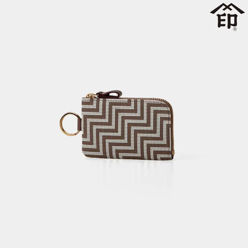 Elegant Chevron-Finish Leather Wallet | Koshu Inden Deerhide | Inden-Ya 1