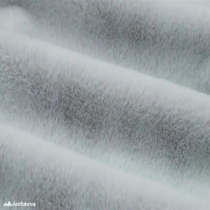 Elegant Platinum-Hue Minky Fabric Featuring Lustrous Faux Fur Texture 1