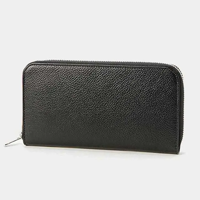 Embossed Round-Zipper Wallet In Inkstone Leather | Satori Signature Style 1