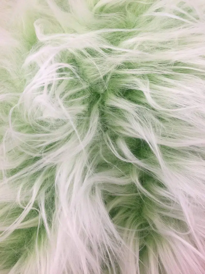 Emerald Green And White Long-Pile Faux Fur – 4" Pile Height 1