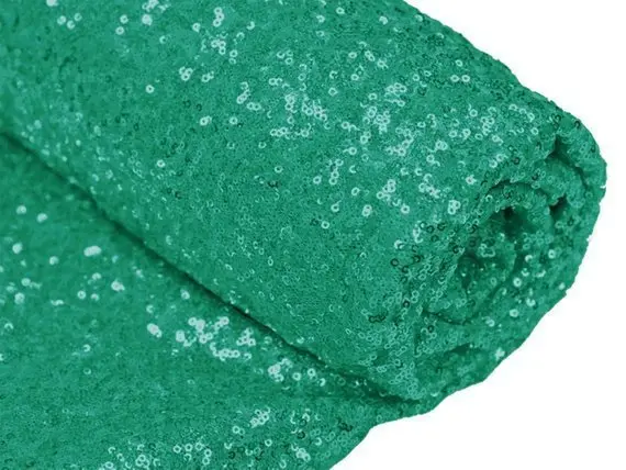 Emerald Green Sequin Table Runner Fabric – Rich-Tone Yardage For Formal Tables 1