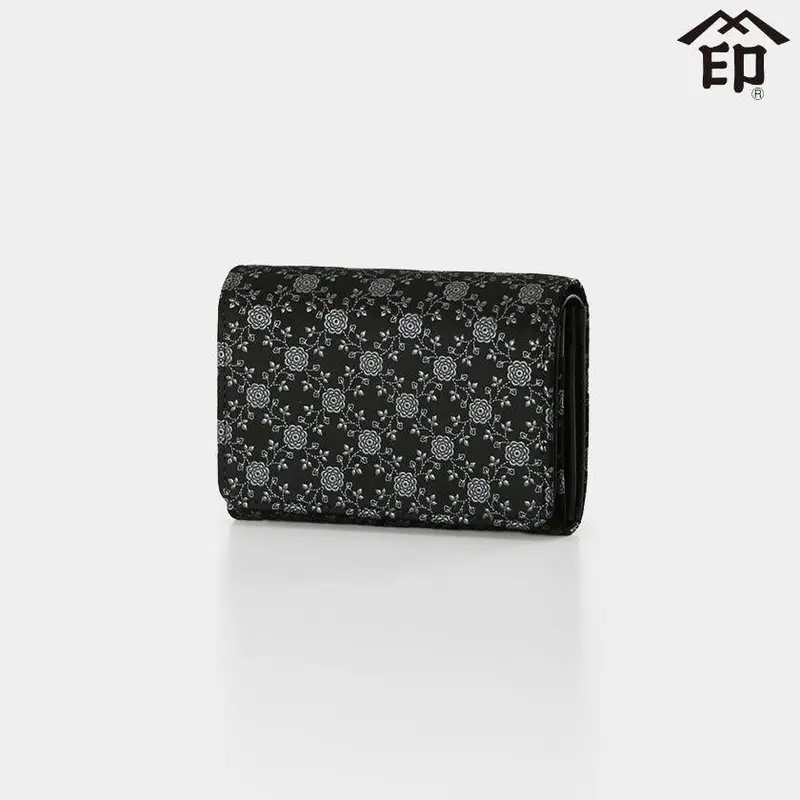 English Rose Bundle Wallet D – Black Base With Gray Lacquer Inden Leather By Inden-Ya 1
