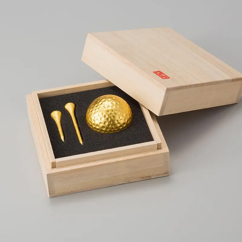 Engraved Paulownia Wood Golf Box With Black Uv Detailing | Kanazawa Gold Leaf Artistry | Hakuichi 1
