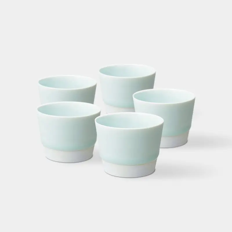 Es Small Blue Cup Set – 5-Piece Compact Hasami Ceramic Mugs By Saikai Toki 1