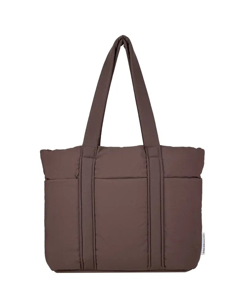 Espresso Puffer Tote Bag – Warm Neutral Quilted Shoulder Bag 1