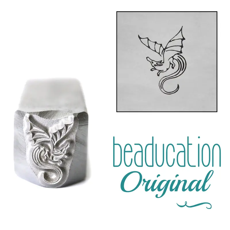 Ethereal Dragon Flying Left Metal Stamp – 11Mm Mirror-Image Fantasy Die 1