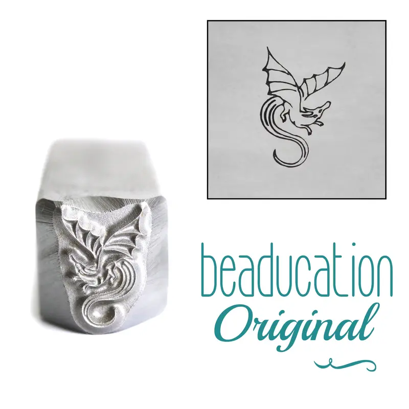 Ethereal Dragon Flying Right Metal Stamp – 11Mm Fantasy Jewelry Die 1