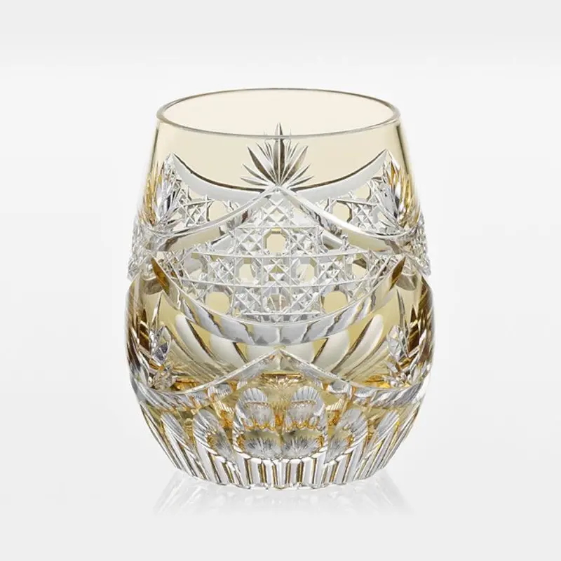 Evening Lull Whiskey Glass In Yellow – Hand-Cut Edo Kiriko By Junichi Nabetani 1