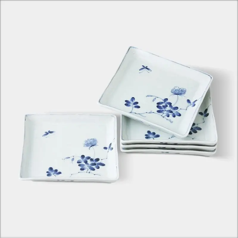 Field Square Plate Set – Five-Piece Minimalist Collection, Hasami Ware 1