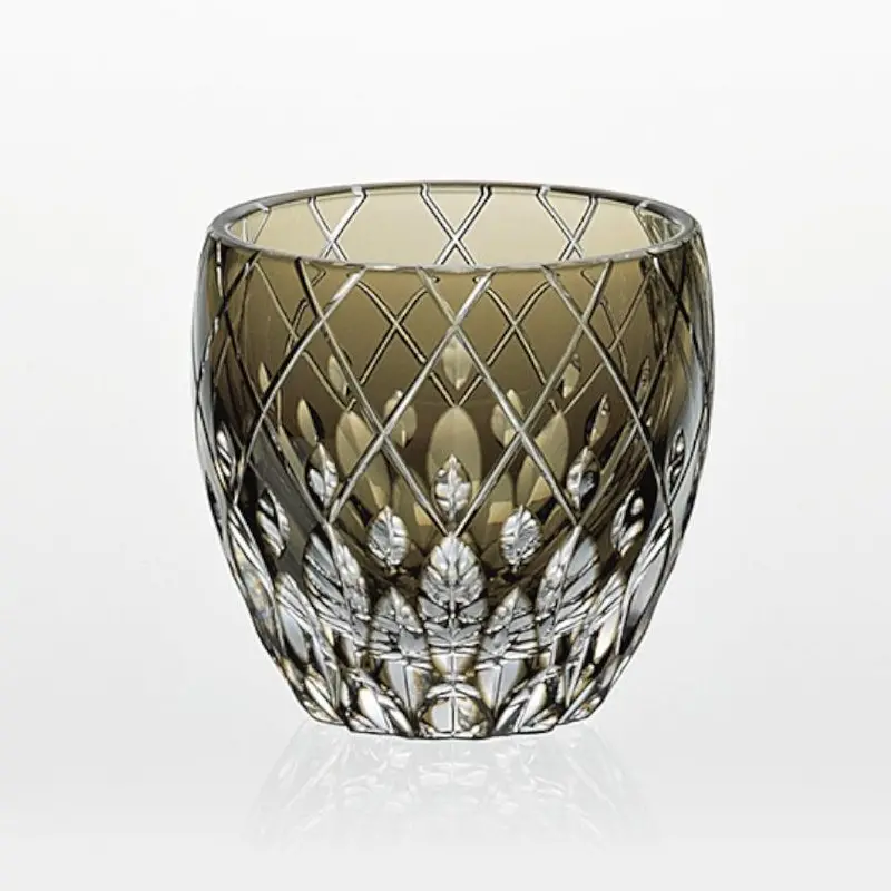 Flat Sake Cup – Enrai (Distant Thunder) By Hideaki Shinozaki, Edo Kiriko 1
