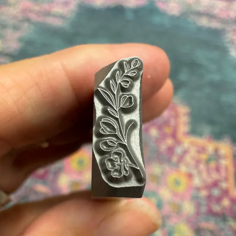Floral & Leaf Sprig Metal Stamp – 15Mm Organic Jewelry Design Tool By Beaducation 1