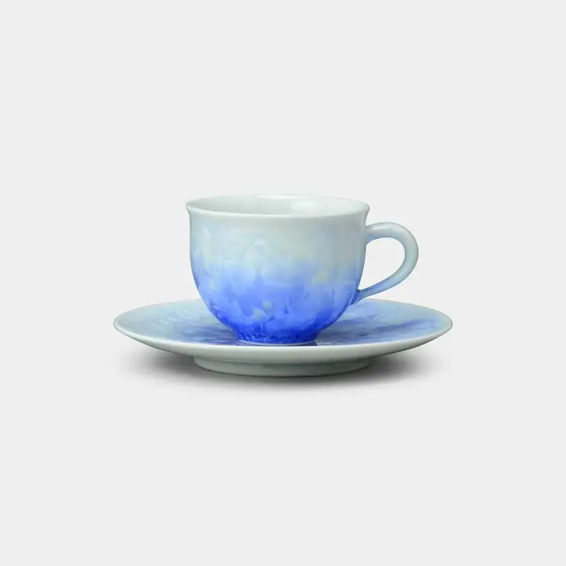 Flower Crystal Blue-On-White Coffee Cup – Artisan Kyoto Ceramic Mug 1