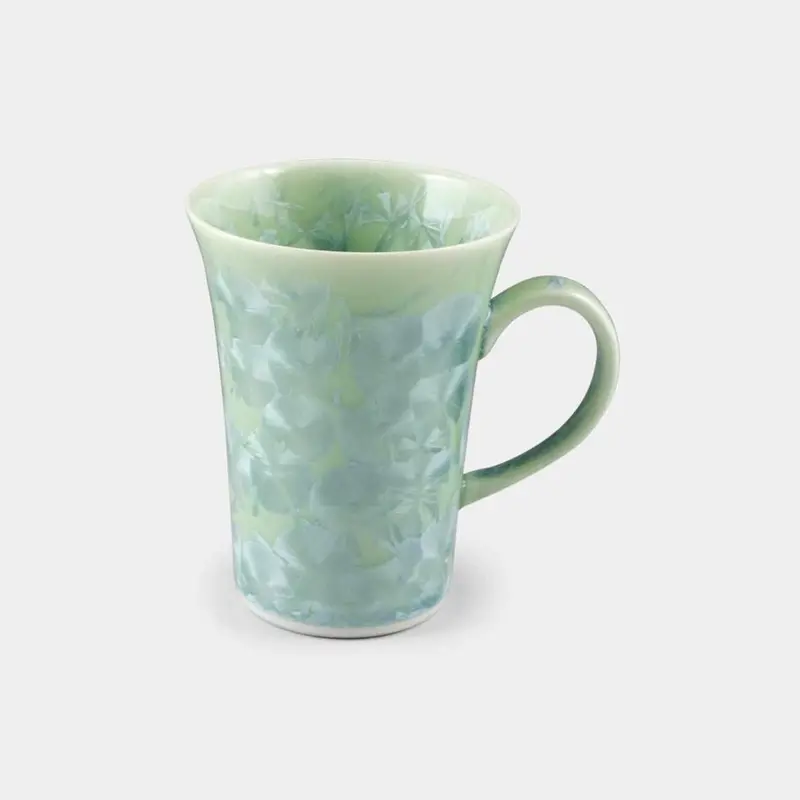 Flower Crystal Green Ceramic Mug – Touan Kyoto Kiyomizu Ware 1