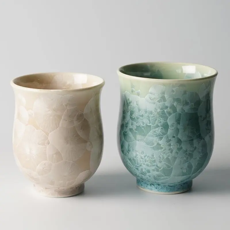 Flower Crystal Green Tea Yunomi Set (2-Piece) – Kyoto Kiyomizu Ceramic 1