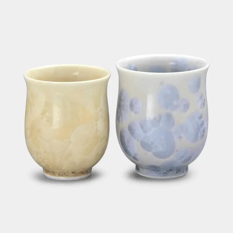 Flower Crystal Silver & Gold Floral Yunomi Set (2-Piece) – Kyoto Ware 1