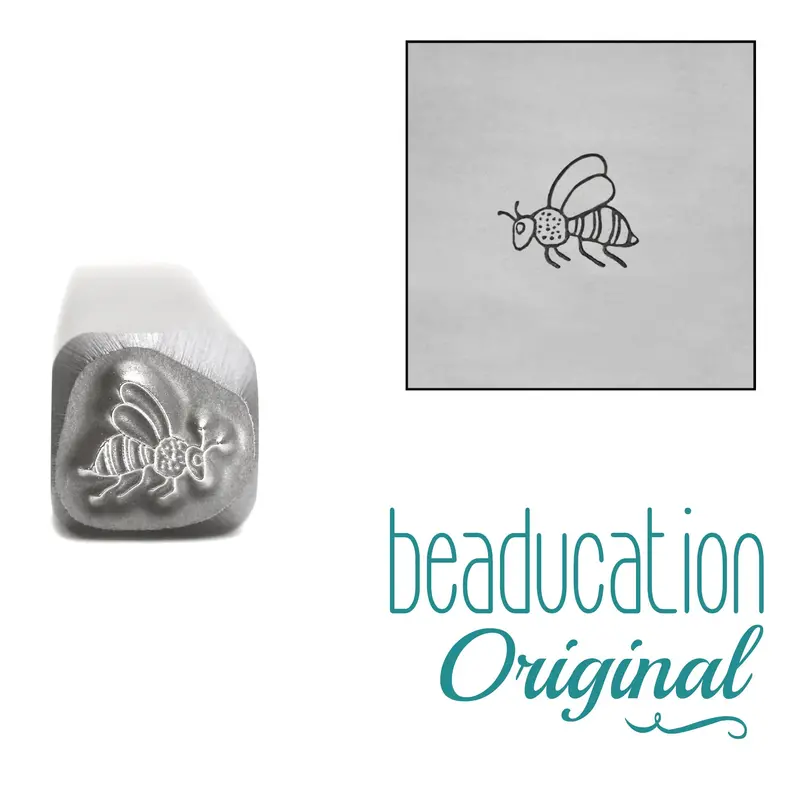 Flying Bee Design Metal Stamp (Left-Facing), 4.5Mm – Beaducation Original 1