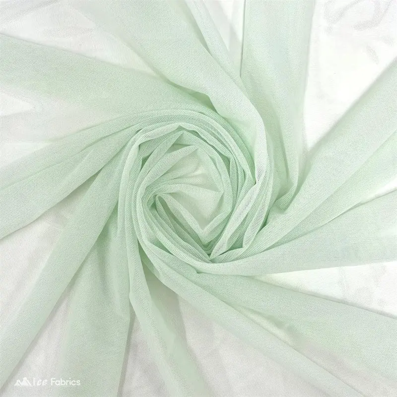 Fresh Mint Power Mesh Fabric | Cool Tone & Flexible Sheer Knit 1