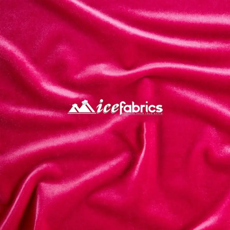Fuchsia 4-Way Stretch Velvet Fabric Sold By The Yard 1