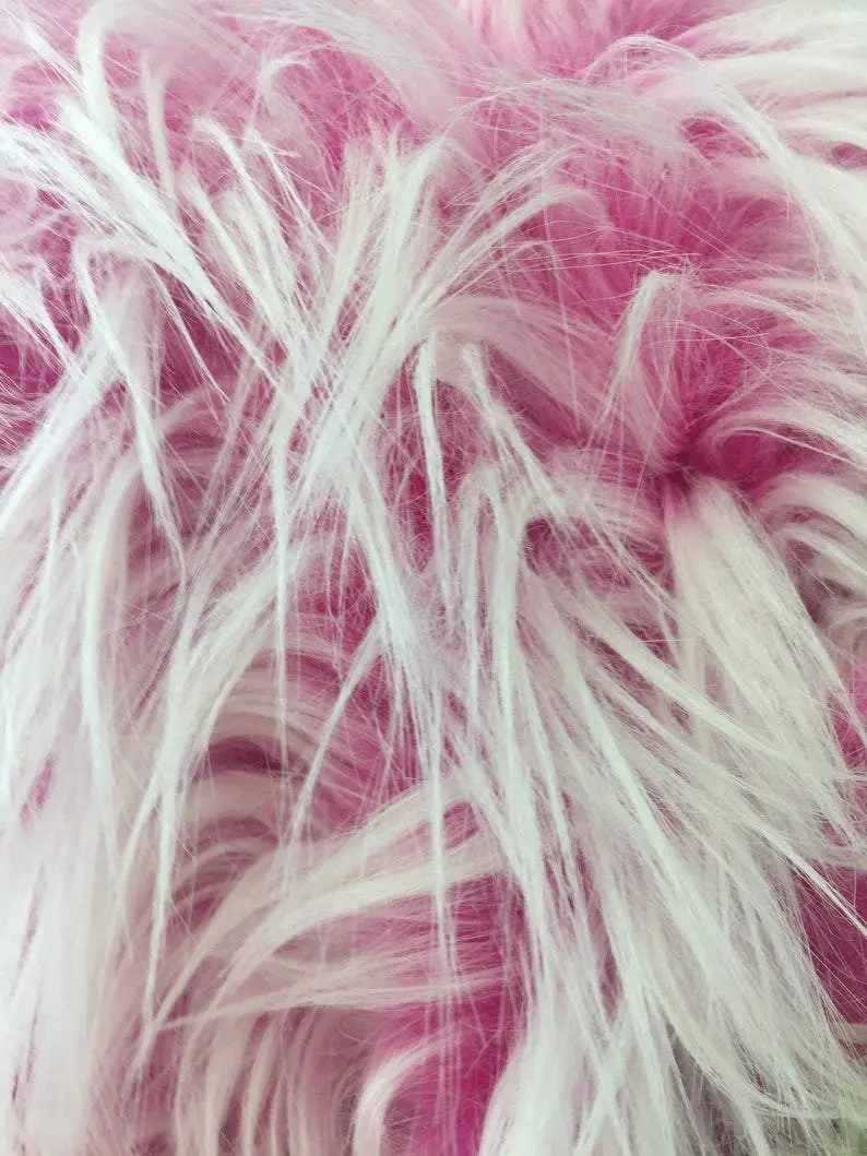 Fuchsia And White 4" Polar Bear Faux Fur Fabric – By The Yard 1