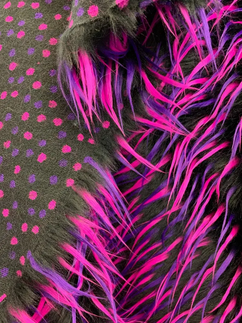 Fuchsia, Purple, And Black Multi-Color Faux Fur – By The Yard 1