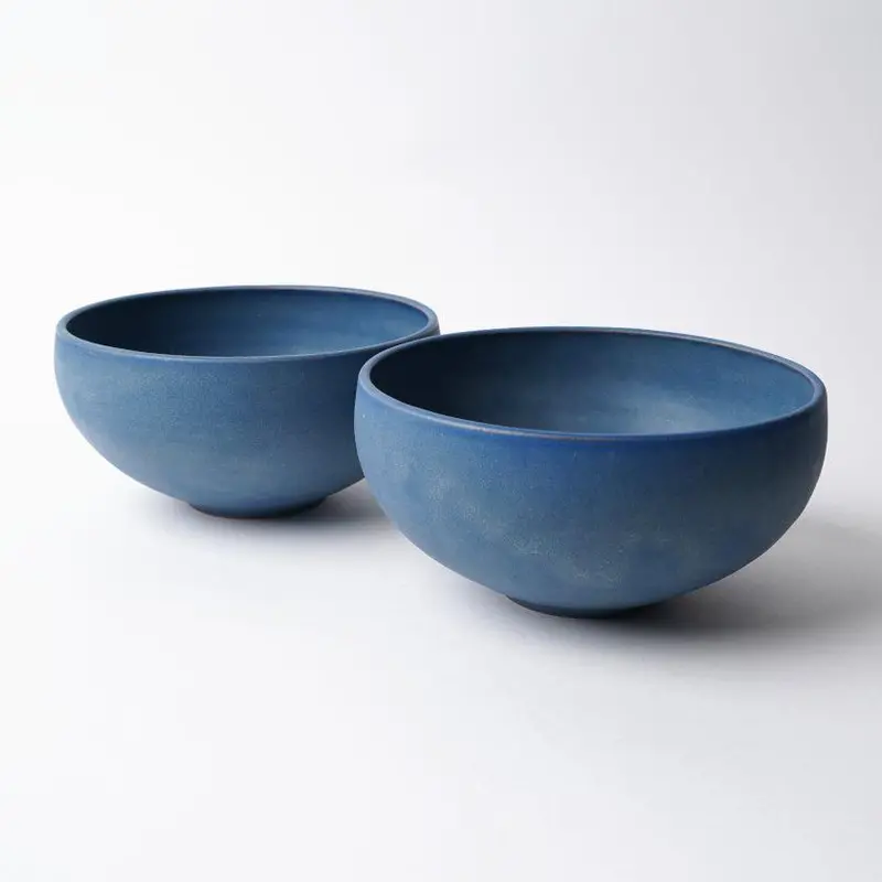 Fuuu Matte Medium Bowl In Oceanic Blue – Kyoto Kiyomizu-Yaki Ceramic Tableware (Pair) 1