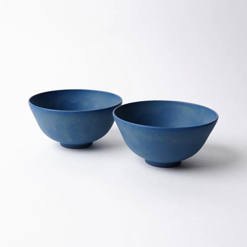 Fuuu Matte Medium Bowl Set In Blue – Kyoto Kiyomizu-Yaki Ceramic Serving Bowls (Pair) 1