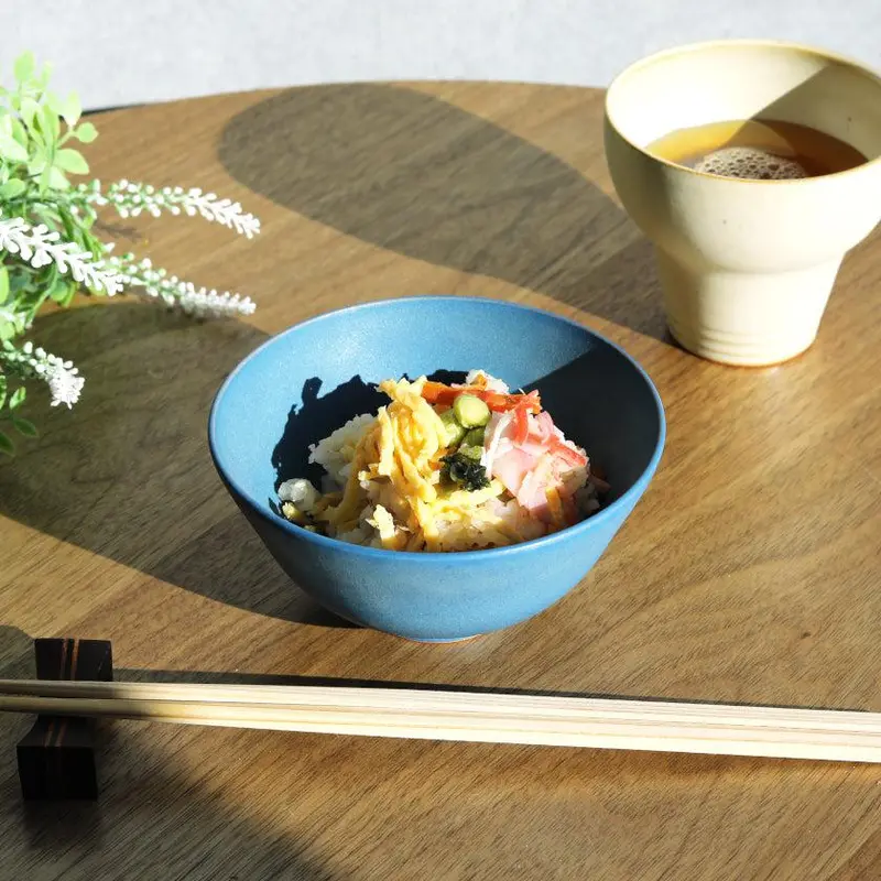 Fuuu Matte Medium Ceramic Bowl In Blue – Authentic Kyoto Kiyomizu-Yaki Tableware 1