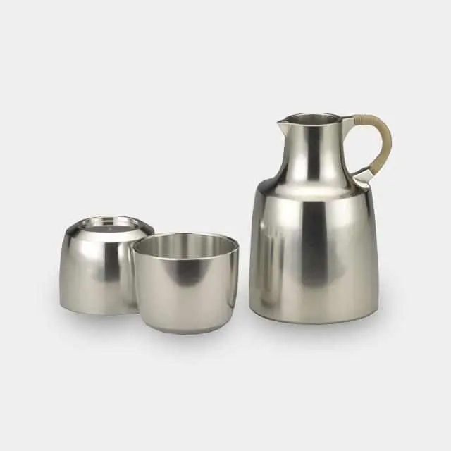 Genbu Tin Sake Set – 3-Piece Traditional Pewter Collection From Osaka Naniwa 1