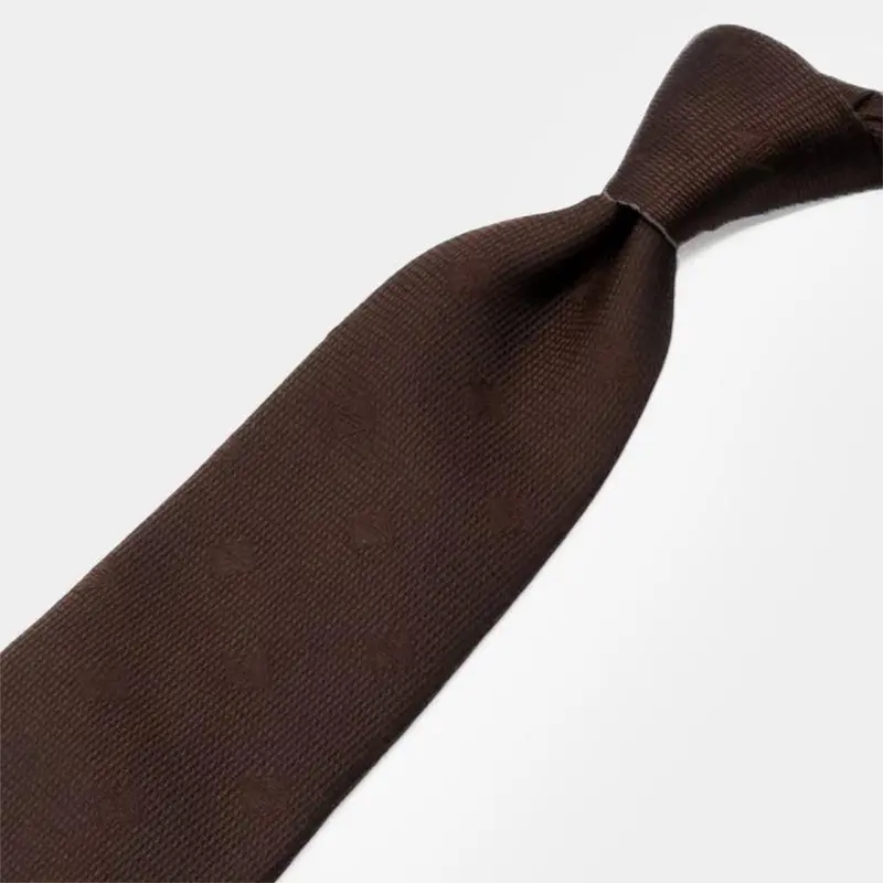 Gentle Brown Silk Tie With Distinctive Brand Logo | Shakunone Japanese Silk Collection (Gift-Ready) 1