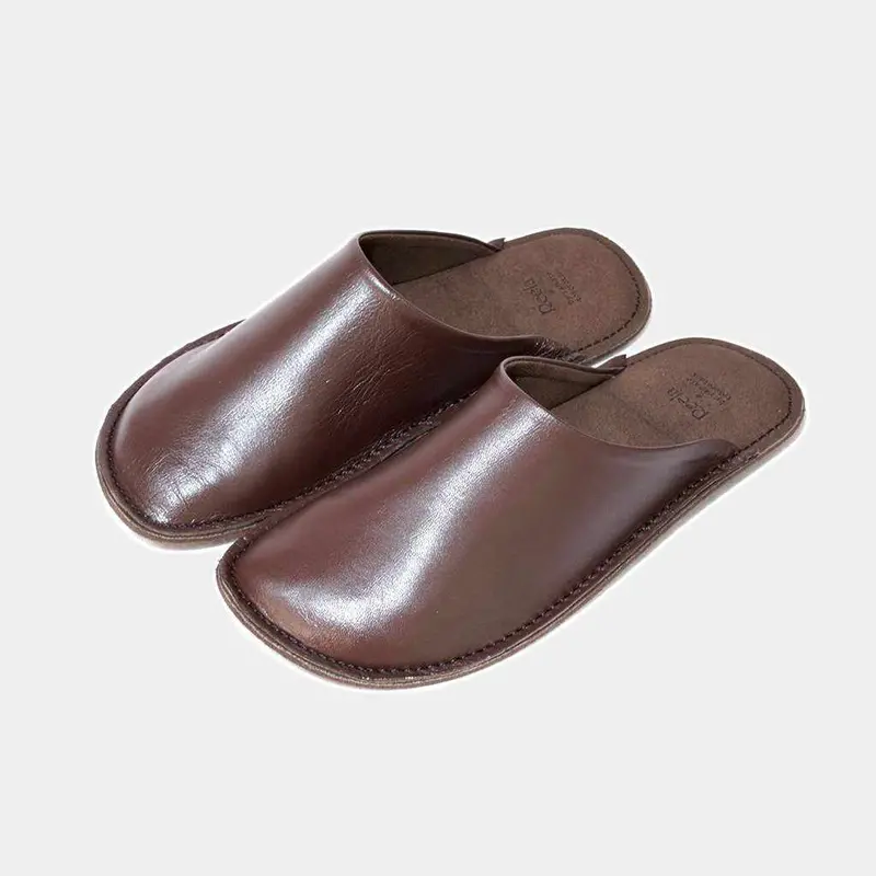 Genuine Leather Slippers In Dark Brown – Rich Tone, Fine Craftsmanship 1