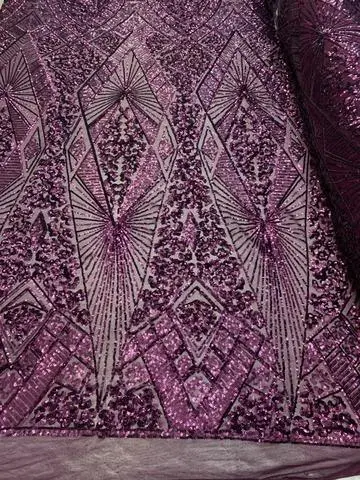 Geometric 4-Way Stretch Sequin Power Mesh Fabric 2
