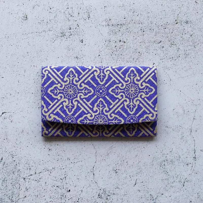 Geometric Silk Obi Card Holder – Gold Leaf Lattice Design, Kyoto Yuzen Craft 1