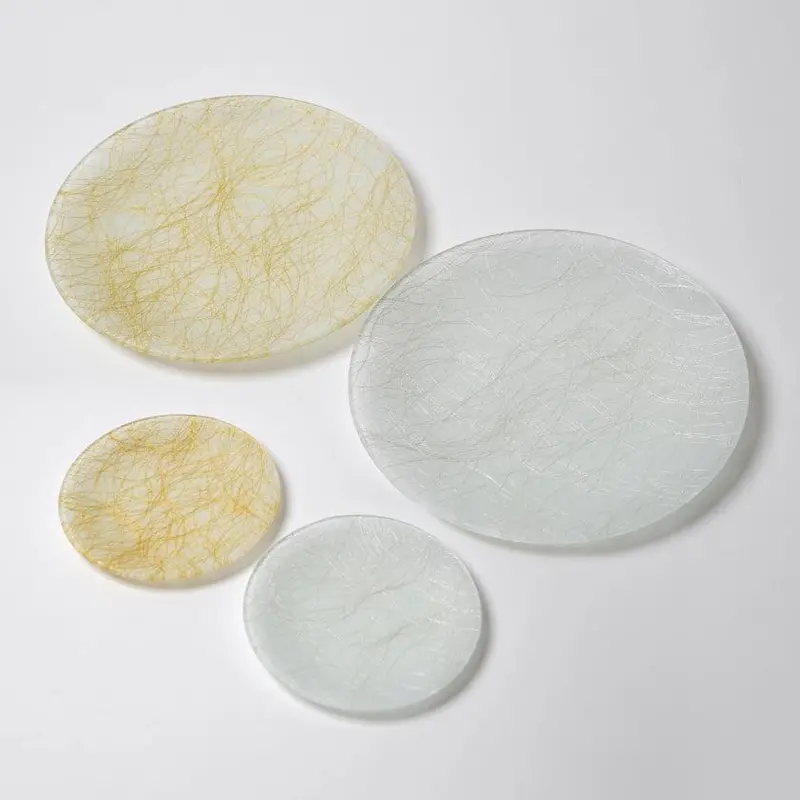Gold And Silver Round Four-Piece Plate Set – Premium Nishijin Textile Craft By Emura Shoten 1
