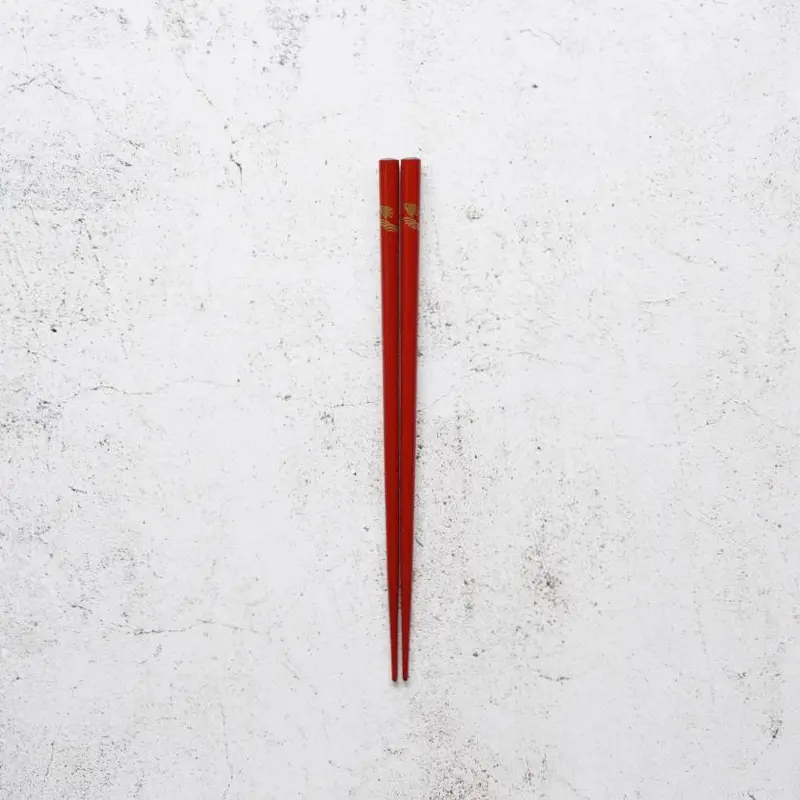 Gold Or Silver Lacquer Chopsticks – Red Namichidori Motif | Handcrafted Wajima Lacquer By Hashimoto Kousaku Sikki 1