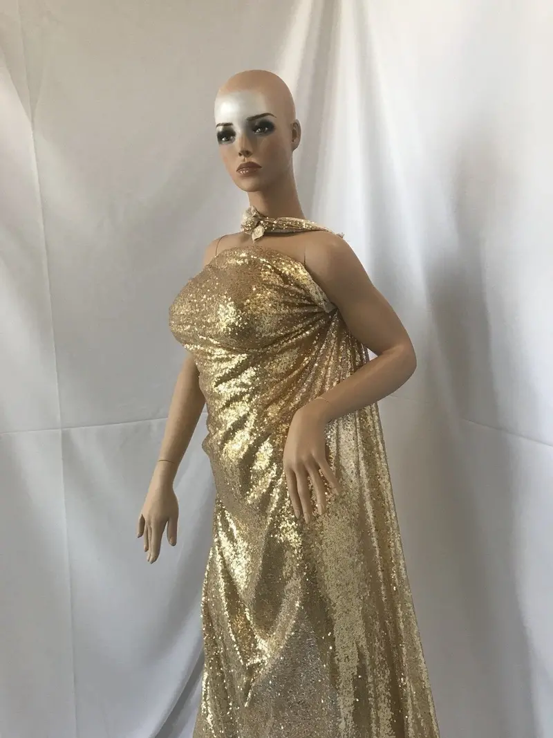 Gold Sequin Mesh Lace Fabric – Glamorous Yardage For Wedding Tops & Prom Attire 1