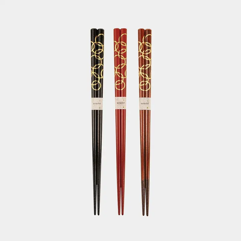 Golden Ring Lacquered Chopsticks – Elegant Auspicious Motif By Hashimoto Kousaku Shikki 1