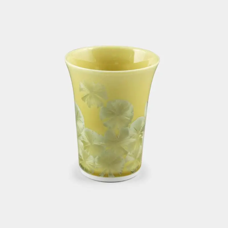 Golden Yellow Flower Crystal Free Cup – Cheerful Ceramic Mug, Touan × Kyoto Kiyomizu 1