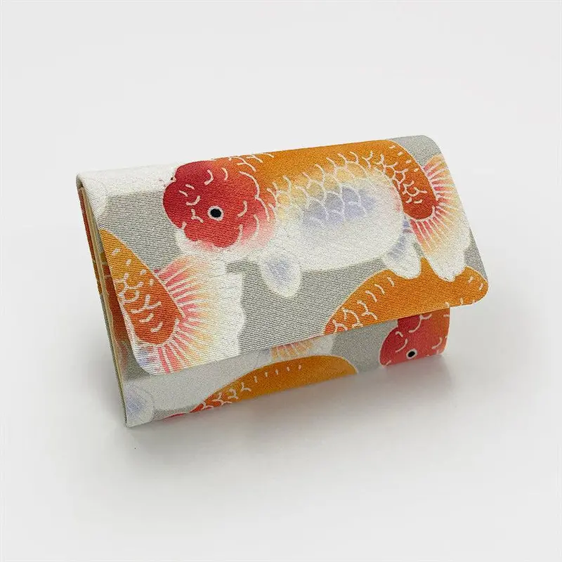 Goldfish Leather Wallet – Hand-Dyed Kaga Yuzen Pattern 1