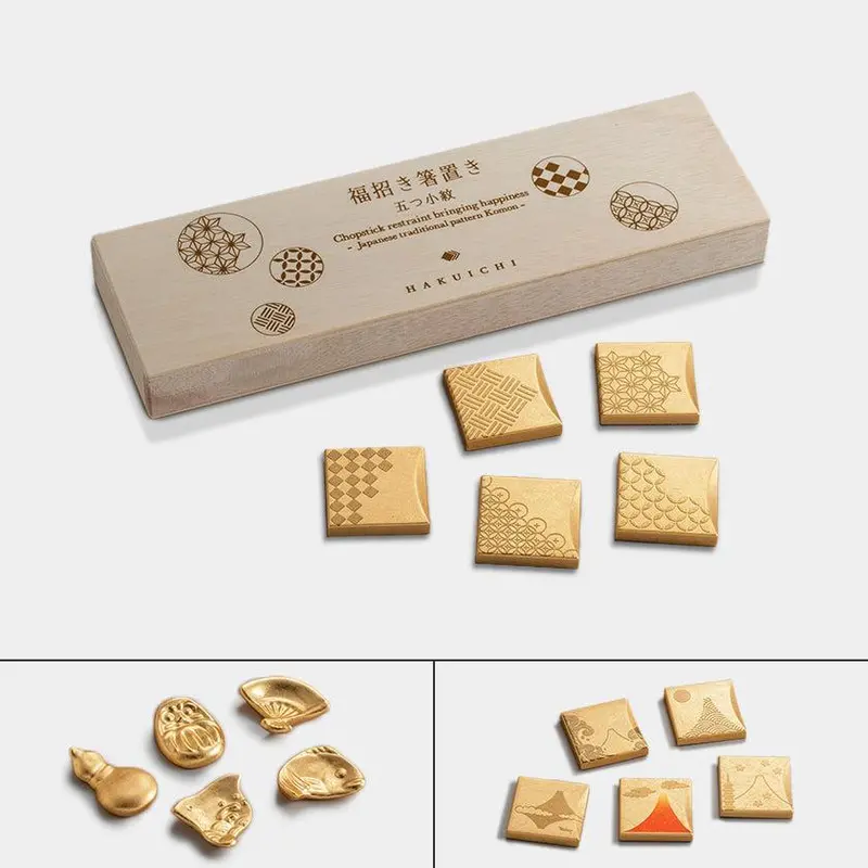 Good Fortune Chopstick Rest | Traditional Japanese Motif With Kanazawa Gold Leaf | Hakuichi 1