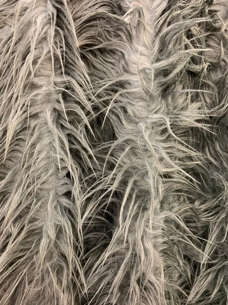 Gray Mongolian-Style Long-Pile Faux Fur Fabric – Sold By The Yard 1