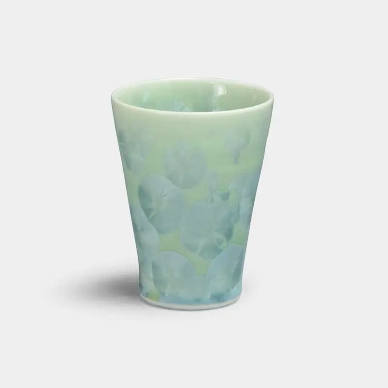 Green Flower Crystal Small Mug – Authentic Kyoto Kiyomizu Ware From Touan 1
