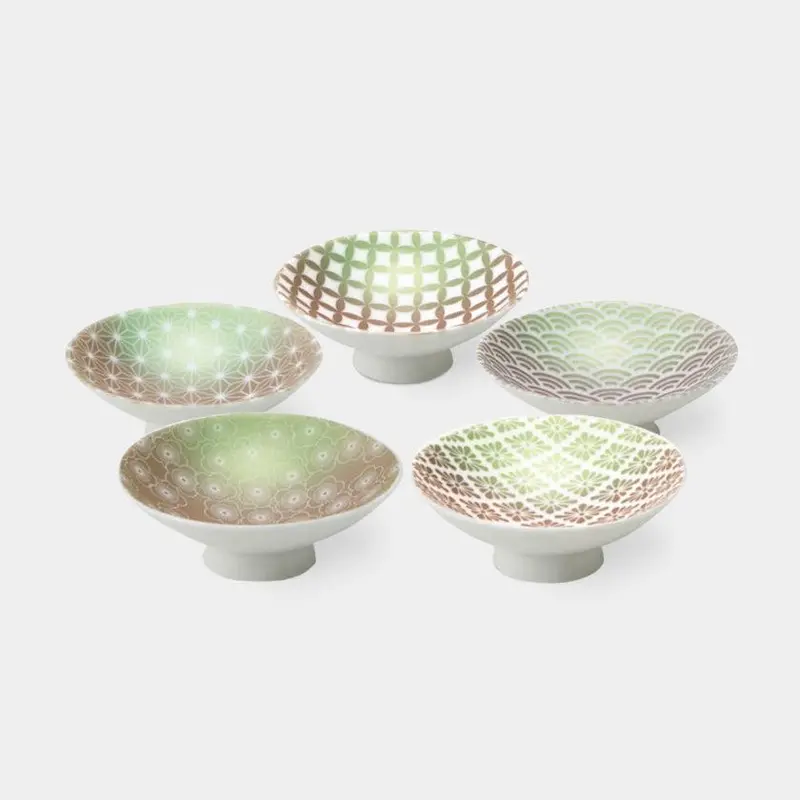 Green Luster Sake Cup Set Of Five – Mino Ware By Marumo Takagi 1