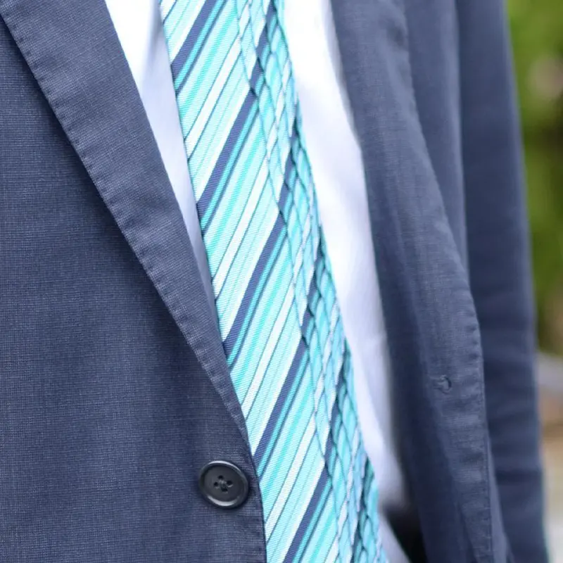 Green Multi-Stripe Pleated Tie | Nekado Brand | Artisanal Nishijin-Ori Silk 1
