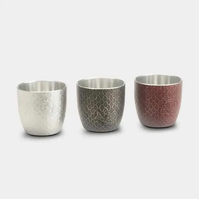 Gui-Drinking Sea Bream Net Sake Cup – Symbolic Pewter Craft, Osaka Naniwa 1