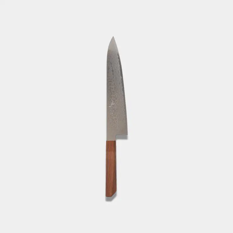Gyuto Chef Knife – 240Mm Damascene Blade | Kakishibu-Finished Oak Handle | Yamawaki 1