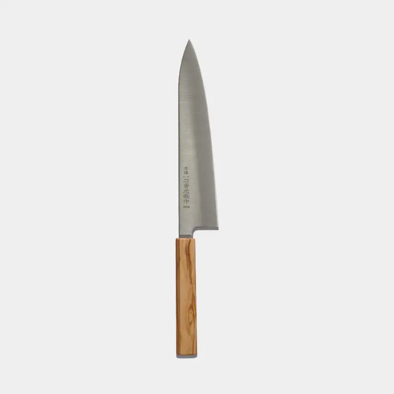 Gyuto Chef Knife: 240Mm Swedish Inox Steel Blade, Olive Wood Handle – Sakai Forged By Sakai Blades 1