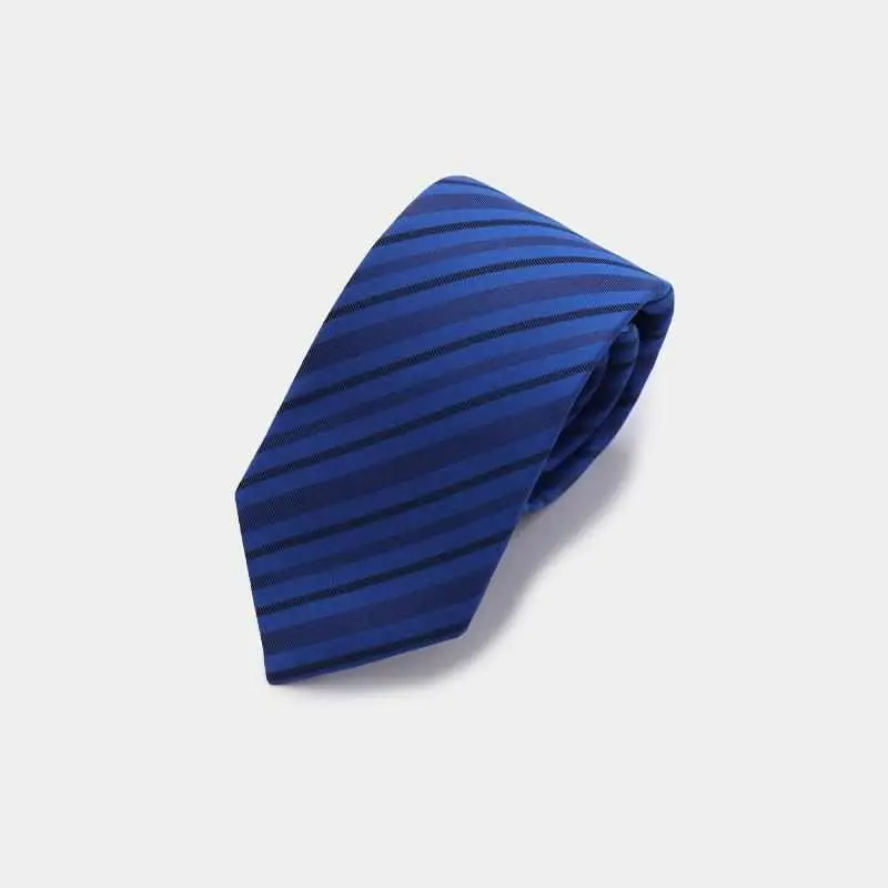 Hakata-Woven Blue Striped Necktie By Okano Textiles 1