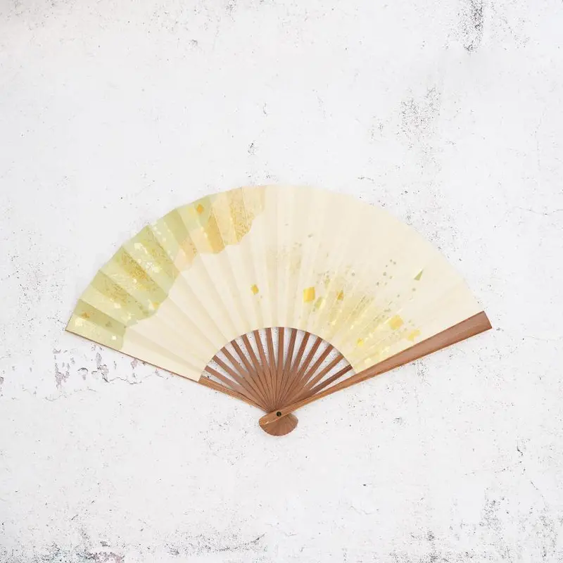 Haku Green Hand Fan For Women — Hon-Susutake Frame | Unkindo Fukatsu • Edo Folding Fans 1