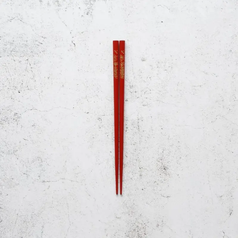 Hand-Carved Chinkin Chopsticks – Red Dragonfly Motif | Wajima Lacquer By Hashimoto Kousaku Sikki 1